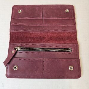 Billfold, Leather, Wine Colored, Snap Closure